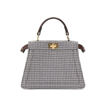 Fendi Peekaboo I See U Canvas Gray Shoulder Hand Bag 34061