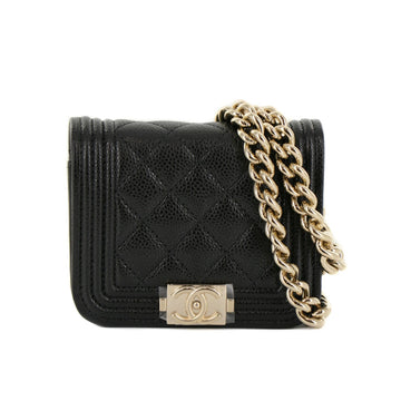 Chanel Boy Chanel Coin Purse Caviar Black Mini Chain Shoulder Bag 40086