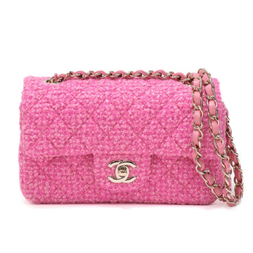 Chanel Mini Classic 20 Tweed Blue Chain Shoulder Bag 41770