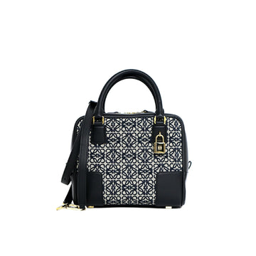 Loewe Amasona 19 Square Anagram Canvas Black Shoulder Bag 42620