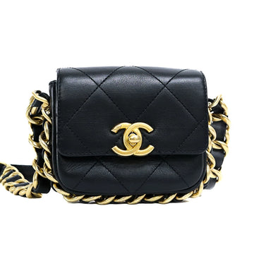 Chanel Matelasse Mini Flap Lambskin Black Chain Shoulder Bag