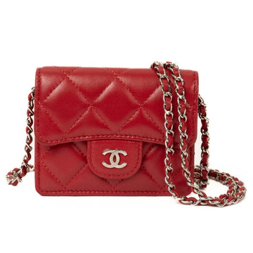 Chanel Matelasse Lambskin Red Chain Card Case 44230