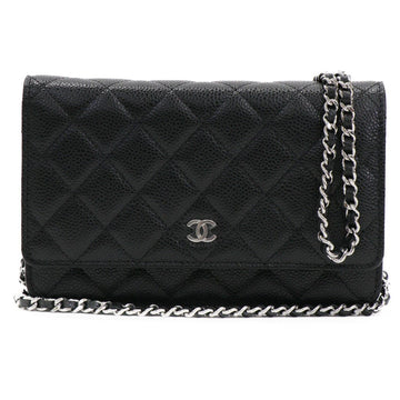 Chanel Classic Caviar Black Chain Wallet 45001