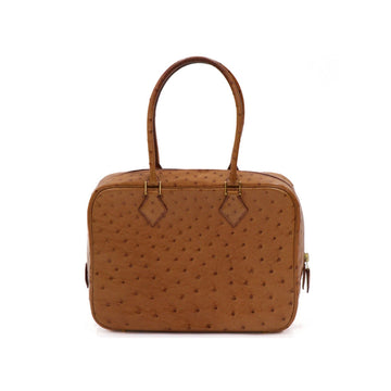 Hermes Plum 28 Ostrich Chestnut □F Hand Bag 50004