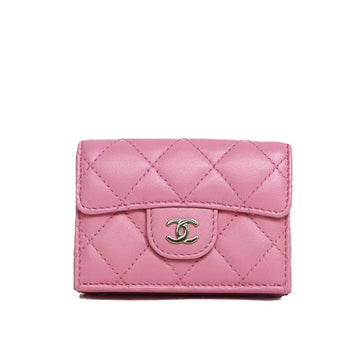 Chanel Matelasse Lamskin Small Pink Tri-Fold Wallet 50733