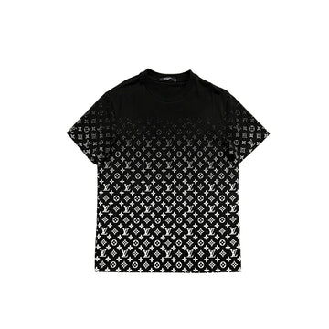 Lousi Vuitton Gradient Monogram Cotton Black Crew Neck T Shirt 50790