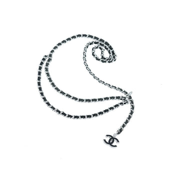 Chanel CC Black Silver Leather Chain Belt 51083