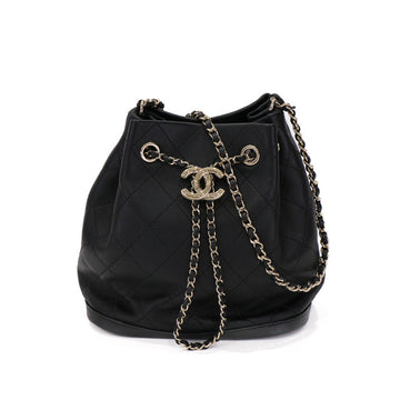 Chanel Drawstring Calf Leather Black Chain Shoulder Bag 51481