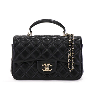 Chanel Top Handle Lambskin Black Chain Shoulder Bag 51646