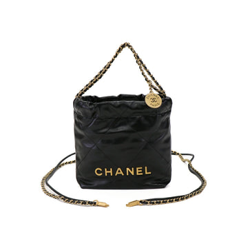 Chanel 22 Matelasse Coco Mark Calfskin Black AS3980 Chain Shoulder Bag 51751