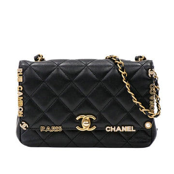 Chanel Cruise Line Mini Flap Lambskin Black Chain Shoulder Bag 51770