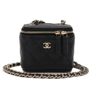 Chanel Mini Vanity Case Caviar Black Chain Shoulder Bag 51866