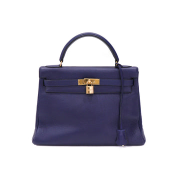 Hermes Kelly 32 Inner Stitch Taurillon Clemence Blue □B Hand Bag 51995
