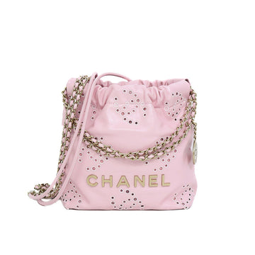 Chanel 22 Mini Calf Skin Pink Gold AS3980 Chain Shoulder Bag 53374