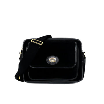 Gucci Interlocking Suede GG Logo Black Shoulder Bag 5s049
