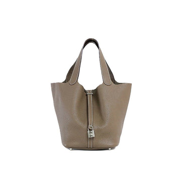 Hermes Picotin Lock MM Taurillon Clemence Étoupe □N Hand Bag 5s146