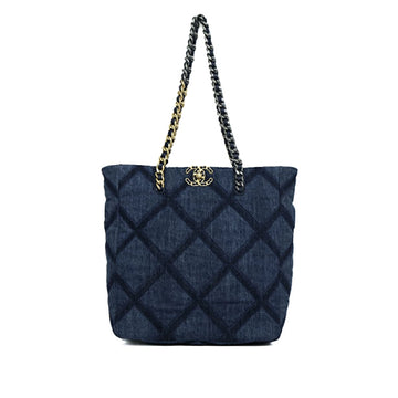 Chanel Matelasse Coco Mark Denim Blue Tote Bag 5s241