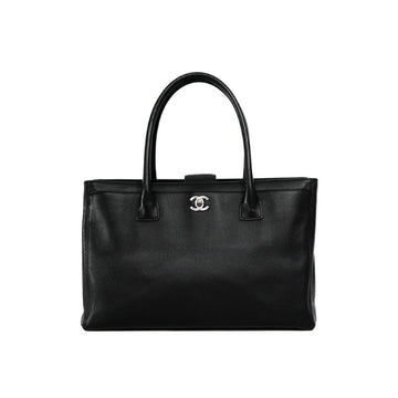 Chanel Executive Caviar skin Black Silver Tote Hand Bag 5s381