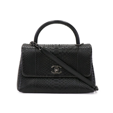 Chanel Coco Handle Python Black Chain Shoulder Bag 3K340