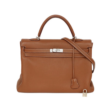 Hermes Kelly 35 Torillon Clemence Brown □K Hand Bag 2S858