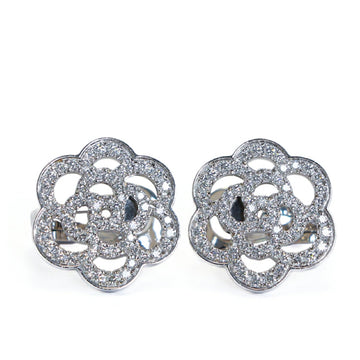 Chanel Camelia Diamond 18K White Gold Earring