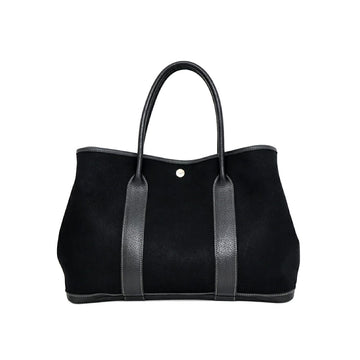 Hermes Garden Party Toile Officier Negonda Black T Tote Hand Bag Msw23