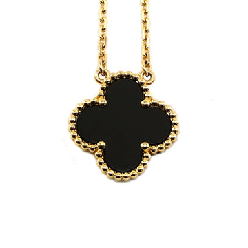 Van Cleef & Arpels Vintage Alhambra 18KYG Yellow Gold Onyx Black Necklace Jsw23