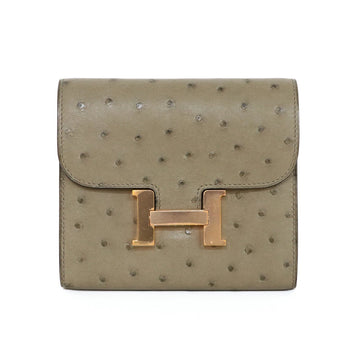 Hermes Constance Compact Ostrich Y Wallet 3S351