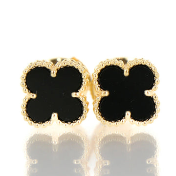 Van Cleef & Arpels Sweet Alhambra Onyx 18KYG Gold Black Earrings Jsw23