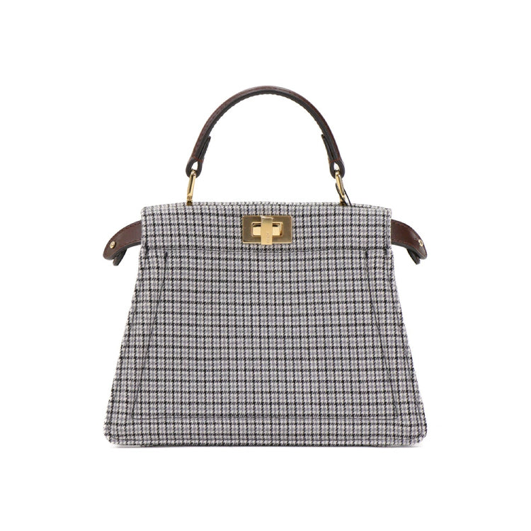 Fendi Peekaboo I See U Canvas Gray Shoulder Hand Bag 34061