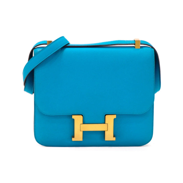 Hermes Constance 24 Evercolor Leather Blue Shoulder Bag 34598