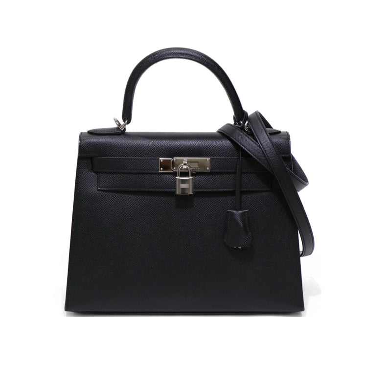 Hermes Kelly 28 Epsom Black Y Hand Bag 4K651