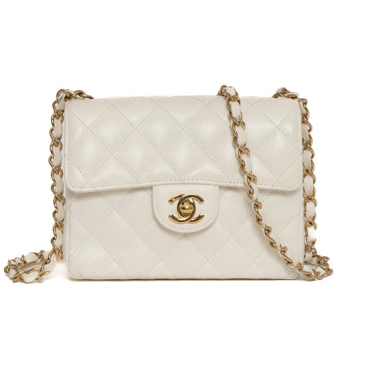 Chanel Mini Matelasse Caviar White Chain Shoulder Bag 42627