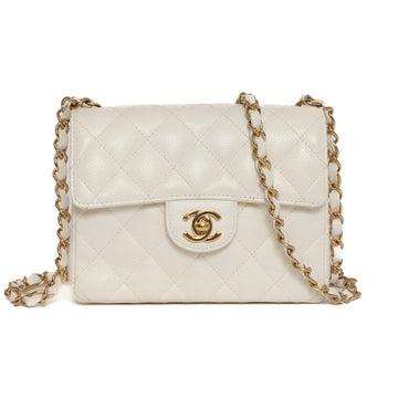 Chanel Mini Matelasse Caviar White Chain Shoulder Bag 42627