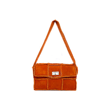 Chanel Mouton Chocolate Bar Orange Shoulder Bag