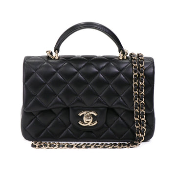 Chanel Top Handle Lambskin Black Chain Shoulder Bag 42825