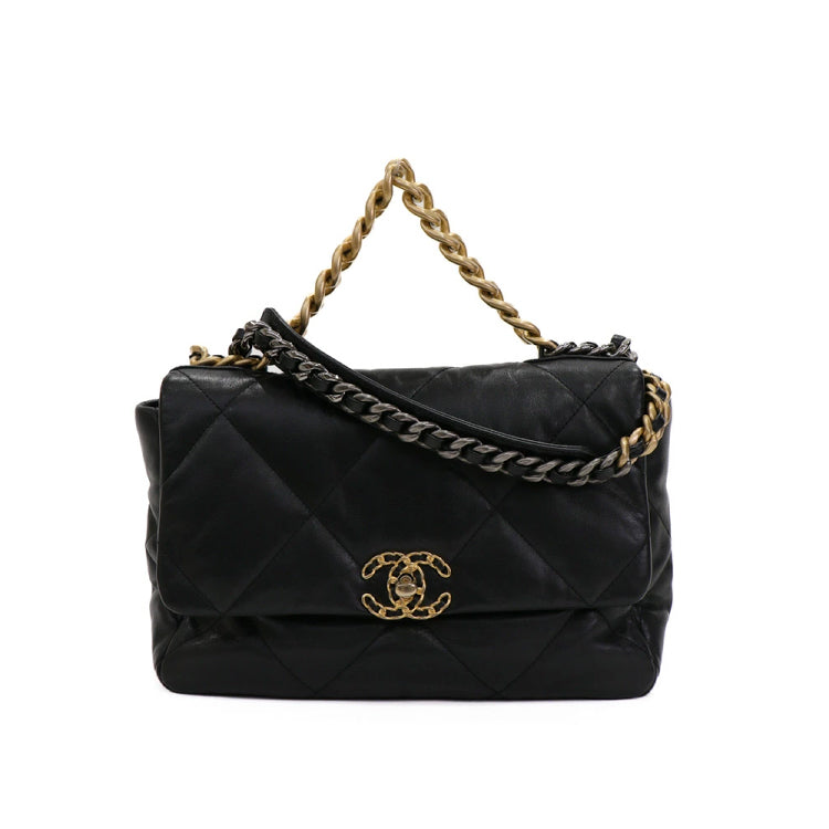 Chanel 19 2Way Lambskin Black Chain Shoulder Bag 43538