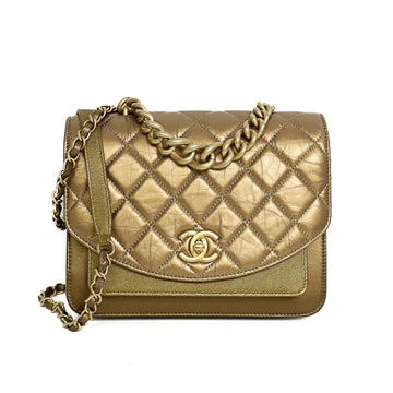 Chanel Matelasse Flap Lambskin Gold Chain Shoulder Bag 43540