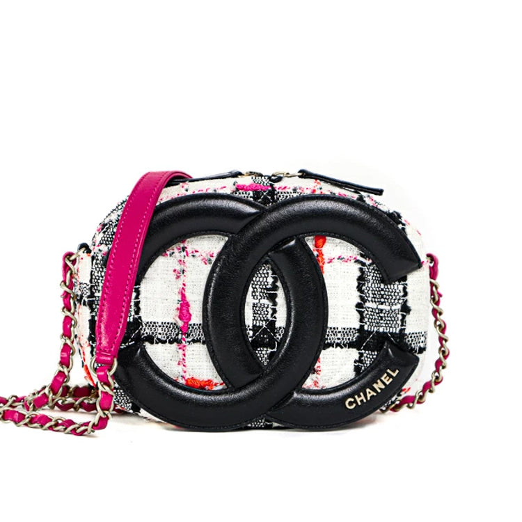 Chanel Multi-Color Tweed CC Logo Camera Chain Shoulder Bag 43542