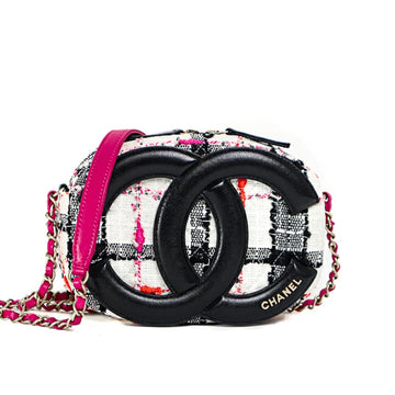 Chanel Multi-Color Tweed CC Logo Camera Chain Shoulder Bag 43542