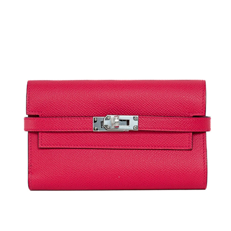 Hermes Kelly Long Epsom RoseExtreme D Wallet 44218