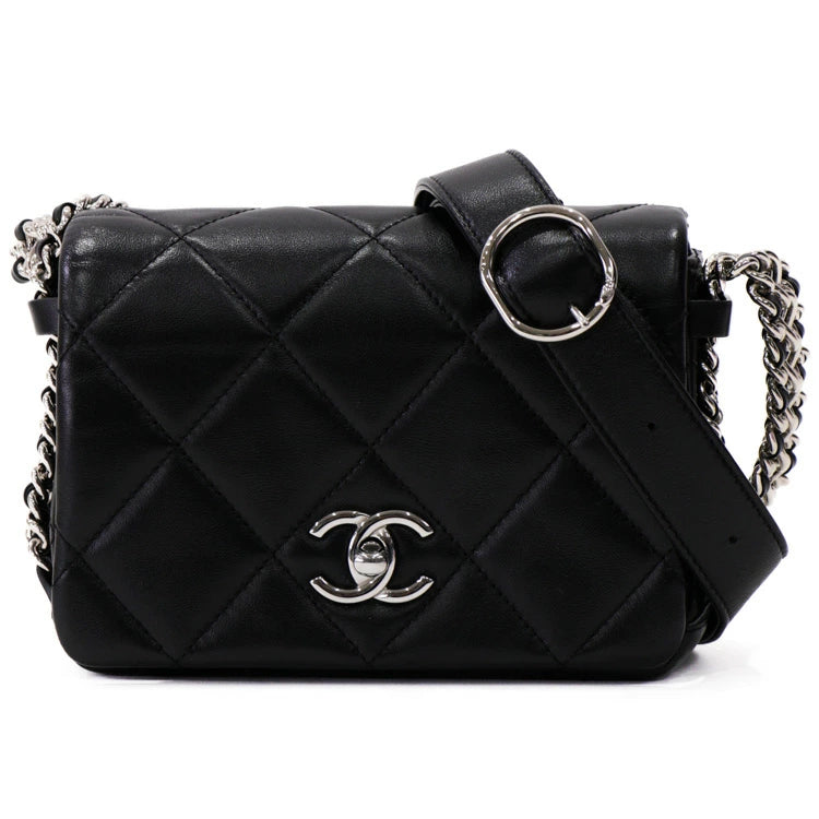 Chanel Mini Flap Lambskin Black Chain Shoulder Bag 44998