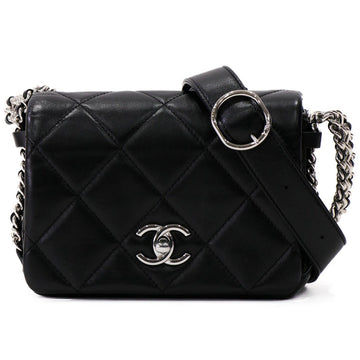 Chanel Mini Flap Lambskin Black Chain Shoulder Bag 44998