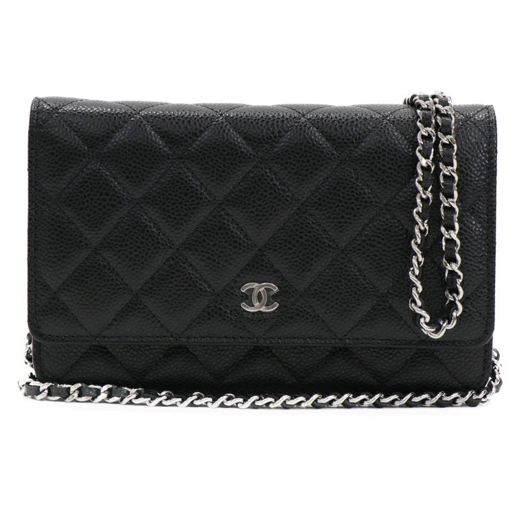 Chanel Classic Caviar Black Chain Wallet 45001