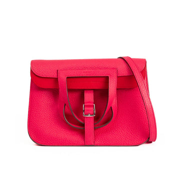 Hermes Alezan 25 Taurillon Clemence Rose extreme B Hand Bag 4K642