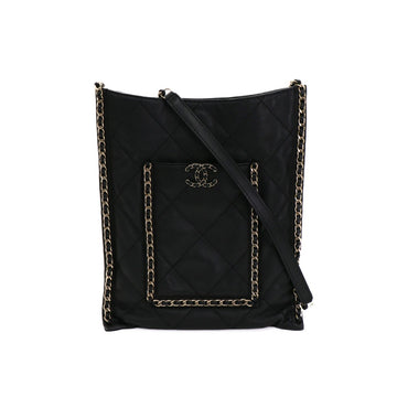 Chanel 19 Matelasse Coco Mark Lambskin Black Hand Bag 4K648
