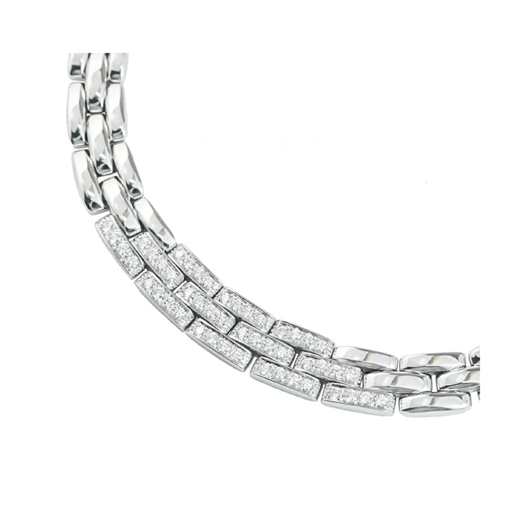 Cartier Maillon Panthere 18k White Gold Diamond Necklace 4s454