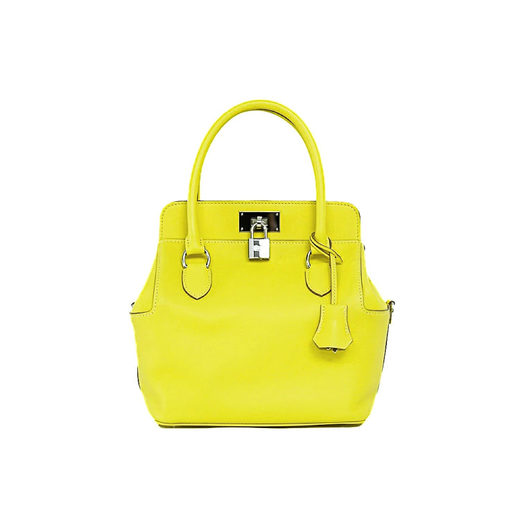 Hermes Tool Box 20 Swift Leather Lime Yellow D Hand Bag 4s668