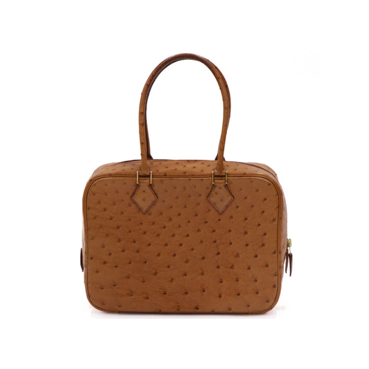 Hermes Plum 28 Ostrich Chestnut □F Hand Bag 50004