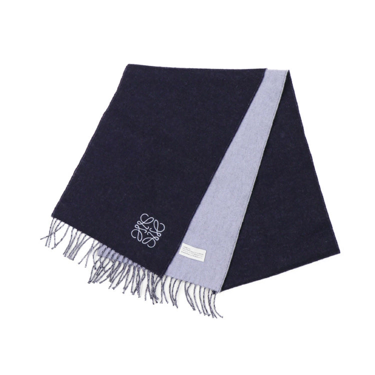 Loewe Anagram Logo Double Face Wool Navy Muffler 50204